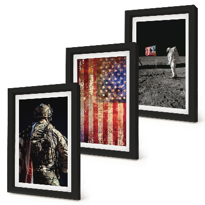 Ensemble de 3 tableaux Symboles nationaux américains Drapeau des États-Unis