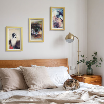 Mur de cadres Portrait d'un œil de femme, couleurs abstraites, émotions