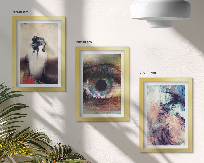 Mur de cadres Portrait d'un œil de femme, couleurs abstraites, émotions