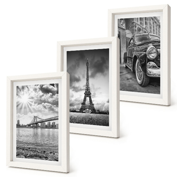 Lot de 3 tableaux Vues de la ville, ponts, tour Eiffel, voiture de collection