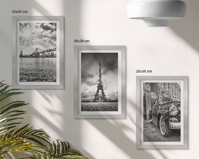 Lot de 3 tableaux Vues de la ville, ponts, tour Eiffel, voiture de collection