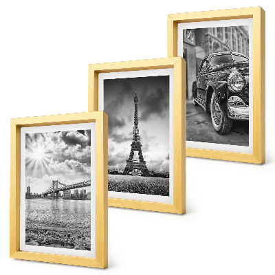 Lot de 3 tableaux Vues de la ville, ponts, tour Eiffel, voiture de collection