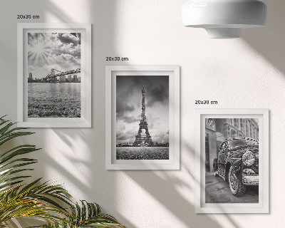 Lot de 3 tableaux Vues de la ville, ponts, tour Eiffel, voiture de collection