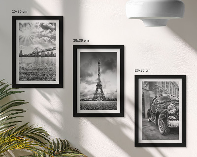 Lot de 3 tableaux Vues de la ville, ponts, tour Eiffel, voiture de collection