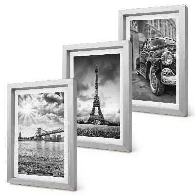 Lot de 3 tableaux Vues de la ville, ponts, tour Eiffel, voiture de collection