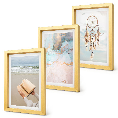 Ensemble de 3 tableaux Livre de lecture abstrait sur le thème de la mer et attrape-rêves bohème
