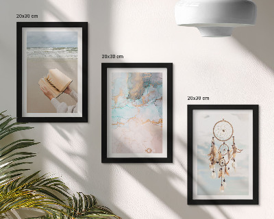 Ensemble de 3 tableaux Livre de lecture abstrait sur le thème de la mer et attrape-rêves bohème