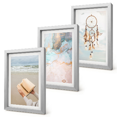 Ensemble de 3 tableaux Livre de lecture abstrait sur le thème de la mer et attrape-rêves bohème