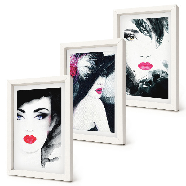 Mur de cadres Portraits peints de femmes aux lèvres expressives