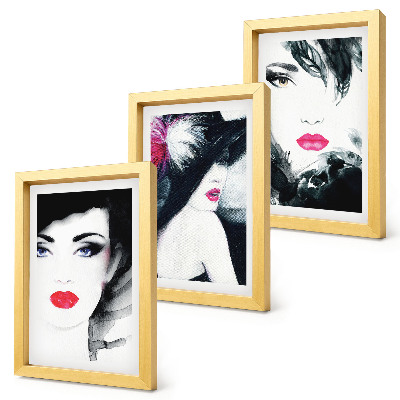 Mur de cadres Portraits peints de femmes aux lèvres expressives
