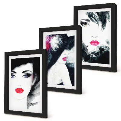 Mur de cadres Portraits peints de femmes aux lèvres expressives