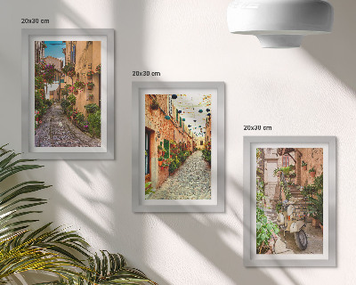 Lot de 3 tableaux Des rues charmantes et fleuries dans une ambiance italienne