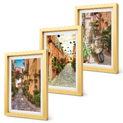 Lot de 3 tableaux Des rues charmantes et fleuries dans une ambiance italienne