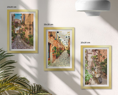 Lot de 3 tableaux Des rues charmantes et fleuries dans une ambiance italienne