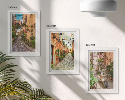 Lot de 3 tableaux Des rues charmantes et fleuries dans une ambiance italienne