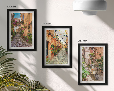 Lot de 3 tableaux Des rues charmantes et fleuries dans une ambiance italienne