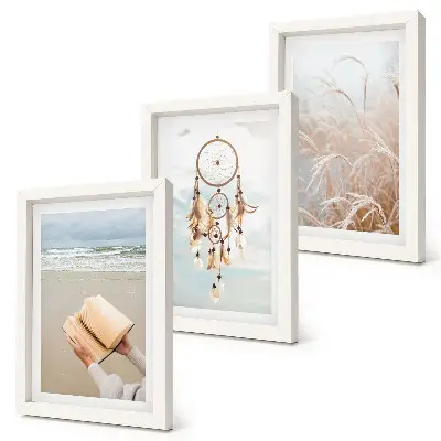 Ensemble de 3 tableaux paysages paisibles aux douces vues estivales dans un style bohème