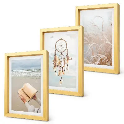 Ensemble de 3 tableaux paysages paisibles aux douces vues estivales dans un style bohème