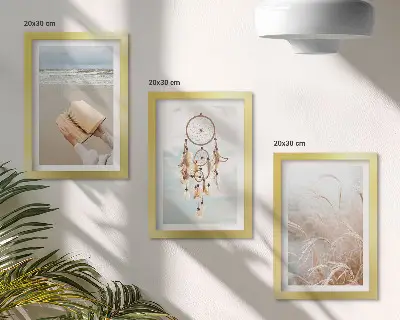 Ensemble de 3 tableaux paysages paisibles aux douces vues estivales dans un style bohème