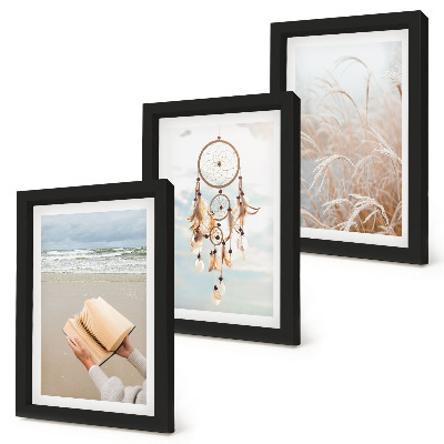 Ensemble de 3 tableaux Paysages paisibles, douces vues estivales, style bohème