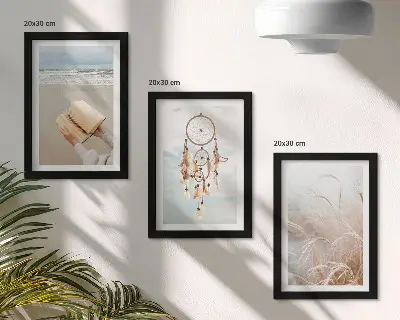Ensemble de 3 tableaux paysages paisibles aux douces vues estivales dans un style bohème