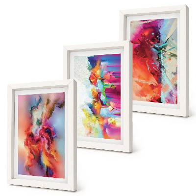 Ensemble de 3 tableaux Abstractions colorées aux formes dynamiques