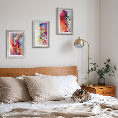 Ensemble de 3 tableaux Abstractions colorées aux formes dynamiques