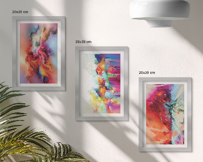 Ensemble de 3 tableaux Abstractions colorées aux formes dynamiques
