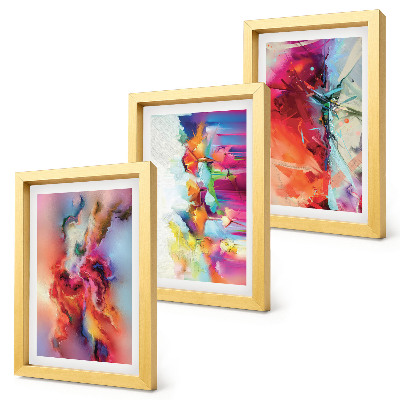 Ensemble de 3 tableaux Abstractions colorées aux formes dynamiques