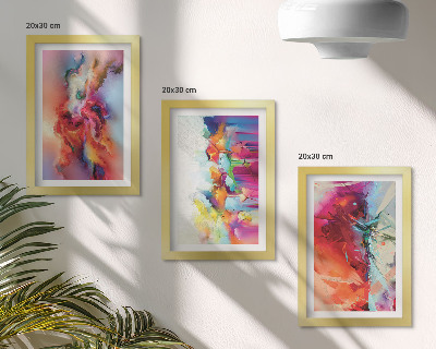 Ensemble de 3 tableaux Abstractions colorées aux formes dynamiques