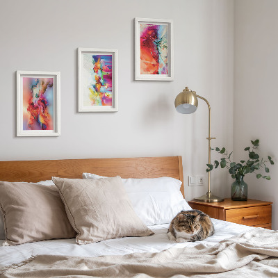 Ensemble de 3 tableaux Abstractions colorées aux formes dynamiques