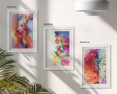 Ensemble de 3 tableaux Abstractions colorées aux formes dynamiques