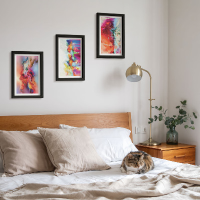 Ensemble de 3 tableaux Abstractions colorées aux formes dynamiques