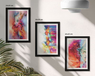 Ensemble de 3 tableaux Abstractions colorées aux formes dynamiques