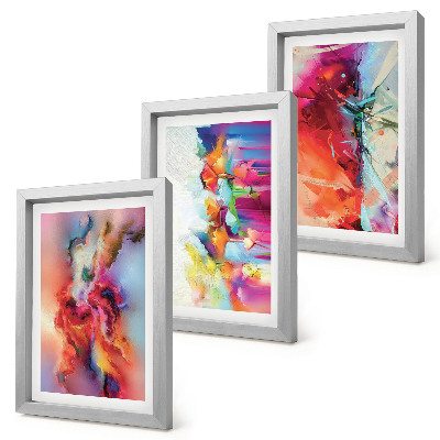 Ensemble de 3 tableaux Abstractions colorées aux formes dynamiques