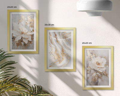 Lot de 3 tableaux Motifs floraux et marbrés abstraits
