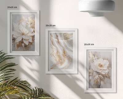 Lot de 3 tableaux Motifs floraux et marbrés abstraits