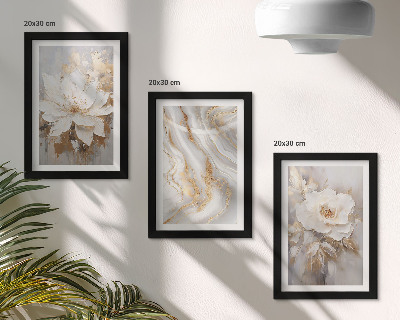 Lot de 3 tableaux Motifs floraux et marbrés abstraits