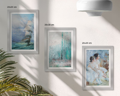 Ensemble de 3 tableaux Portrait abstrait de danseurs sur un navire en mer