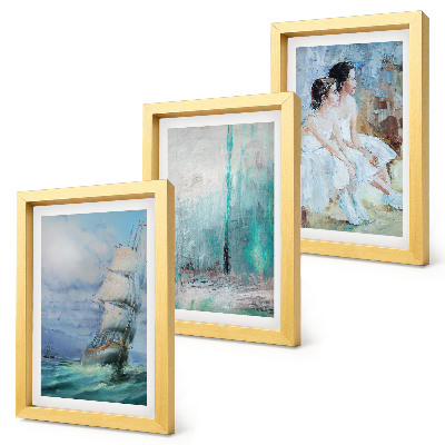 Ensemble de 3 tableaux Portrait abstrait de danseurs sur un navire en mer