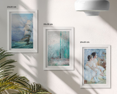 Ensemble de 3 tableaux Portrait abstrait de danseurs sur un navire en mer