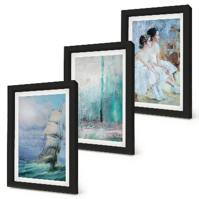 Ensemble de 3 tableaux Portrait abstrait de danseurs sur un navire en mer