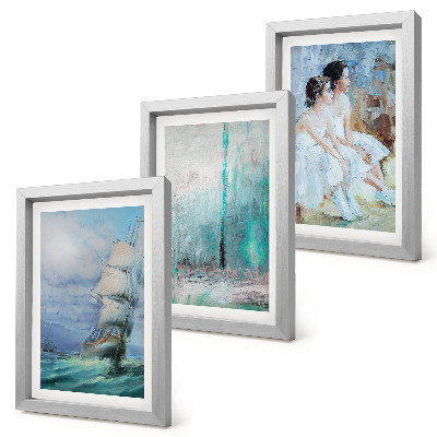 Ensemble de 3 tableaux Portrait abstrait de danseurs sur un navire en mer