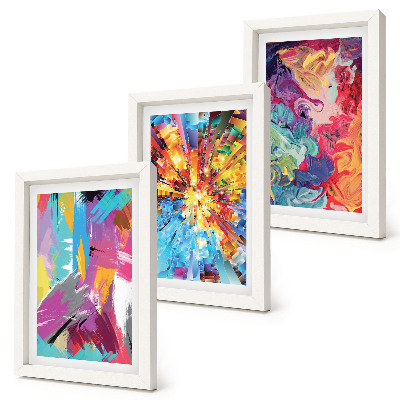 Mur de cadres Peintures abstraites colorées aux motifs dynamiques