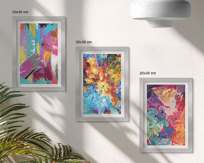 Mur de cadres Peintures abstraites colorées aux motifs dynamiques