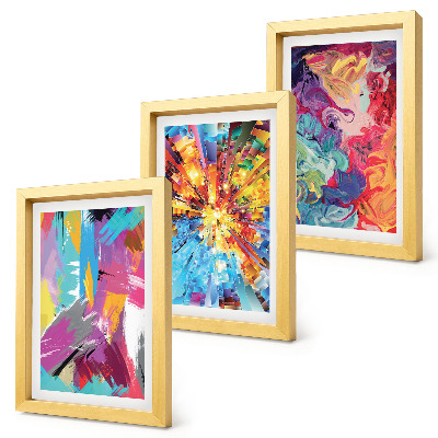 Mur de cadres Peintures abstraites colorées aux motifs dynamiques