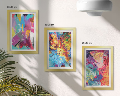 Mur de cadres Peintures abstraites colorées aux motifs dynamiques