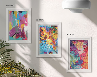 Mur de cadres Peintures abstraites colorées aux motifs dynamiques