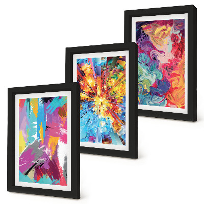 Mur de cadres Peintures abstraites colorées aux motifs dynamiques