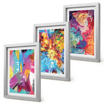 Mur de cadres Peintures abstraites colorées aux motifs dynamiques